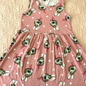 Pink dress with bunnies for girl size 6-8Y